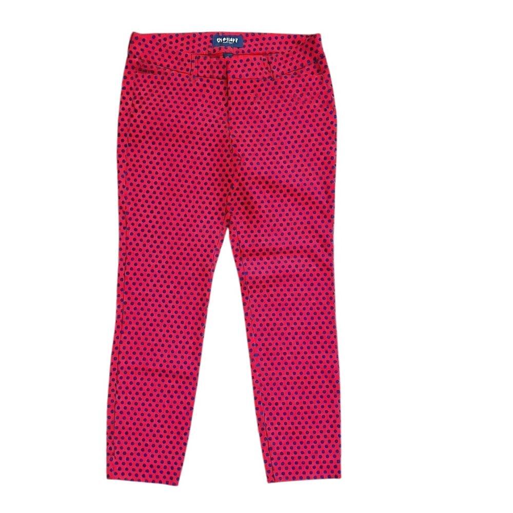 Old Navy Cropped Ankle Pants Stretch Red Black Dots Belt Loops Stretchy | EUC - Picture 3 of 5